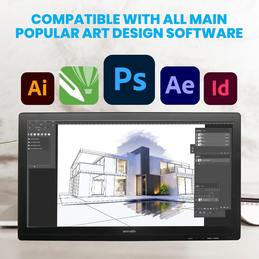 21.5'' Dual Mode Graphic Tablet Monitor - Pro Drawing Pen Display Monitor With Capacitive Touch Screen And Wireless Passive Pen