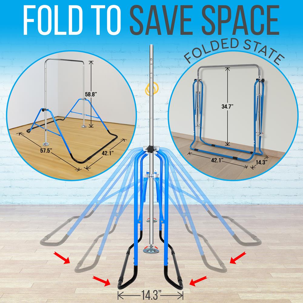 Kids Gymnastics Bar Adjustable Height Foldable Steel Tube