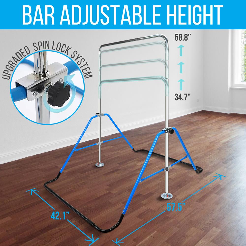 Kids Gymnastics Bar Adjustable Height Foldable Steel Tube