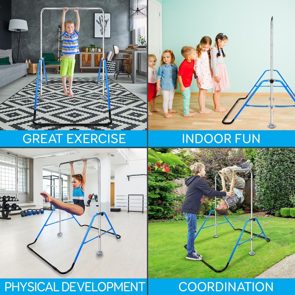 Kids Gymnastics Bar Adjustable Height Foldable Steel Tube