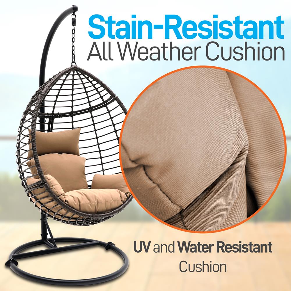 Egg Chair for Relaxing, UV Resistant Wicker Rattan, Brown