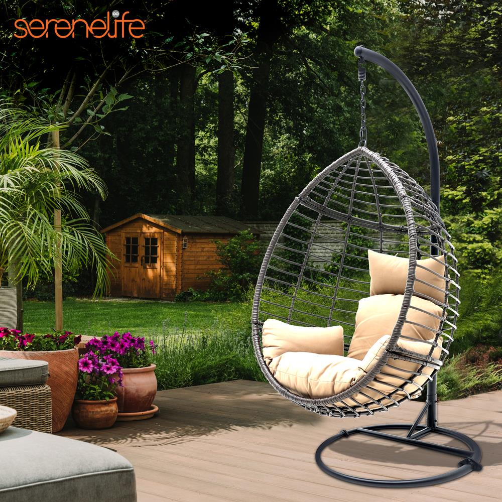 Egg Chair for Relaxing, UV Resistant Wicker Rattan, Brown