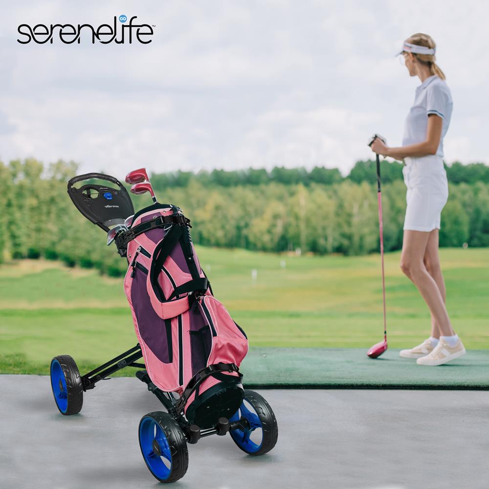 4-Wheel Golf Push Cart, Easy Fold, Aluminum Frame, Compact Storage