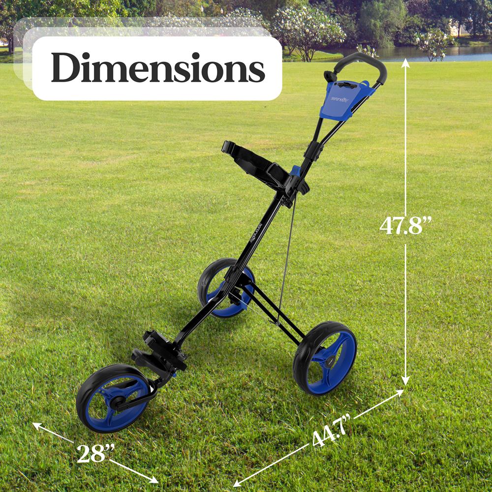 Foldable 3-Wheel Golf Cart, Easy Storage, Steel Frame, Quick Brake