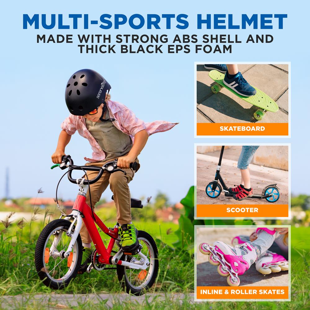 Sports Safety Helmet –Multi-Sport For Kids And Youth (Black)
