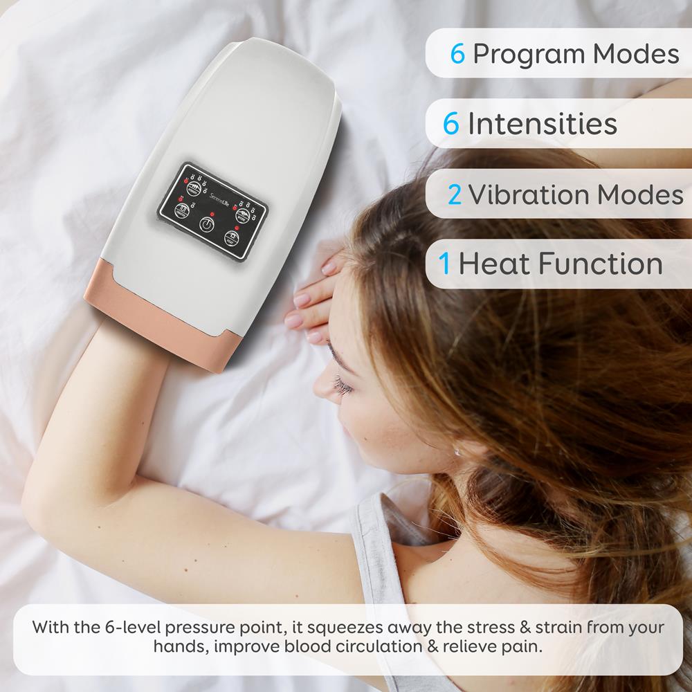 Electric Hand Massager Pain Relief 5 Modes Heat Function White