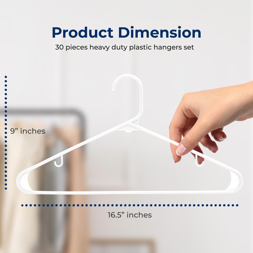 Plastic Hangers 200 Pcs, Durable Slip Design, Space-Saving, White