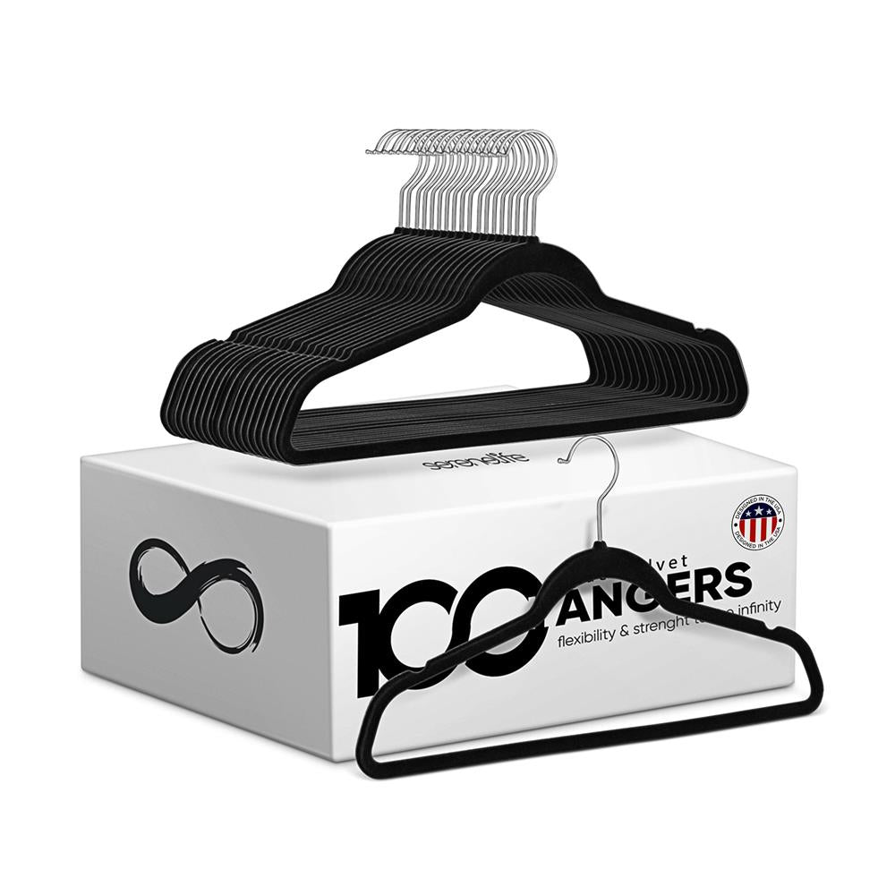 100-Pack Velvet Hangers Non-Slip Space-Saving Swivel Hook