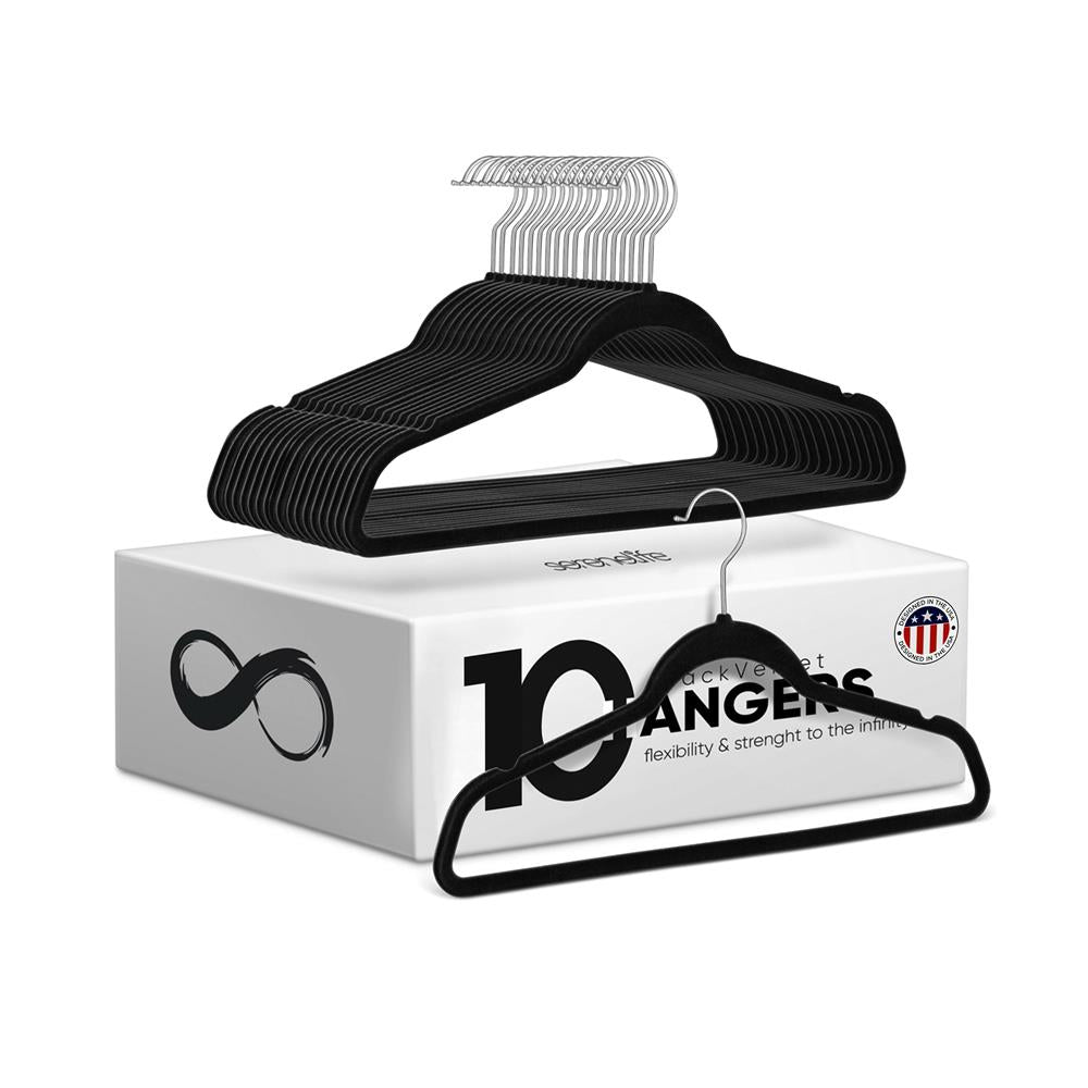 Velvet Hangers 10-Pack, Non-Slip, 360° Swivel Hook, Space-Saving