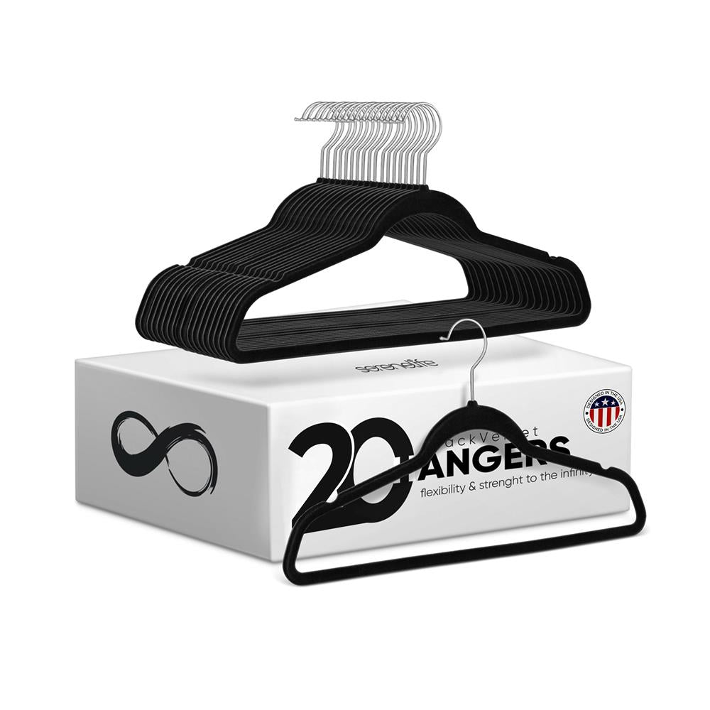 20 Pack Velvet Hangers - Non-Slip, Space-Saving, 360° Swivel Hook
