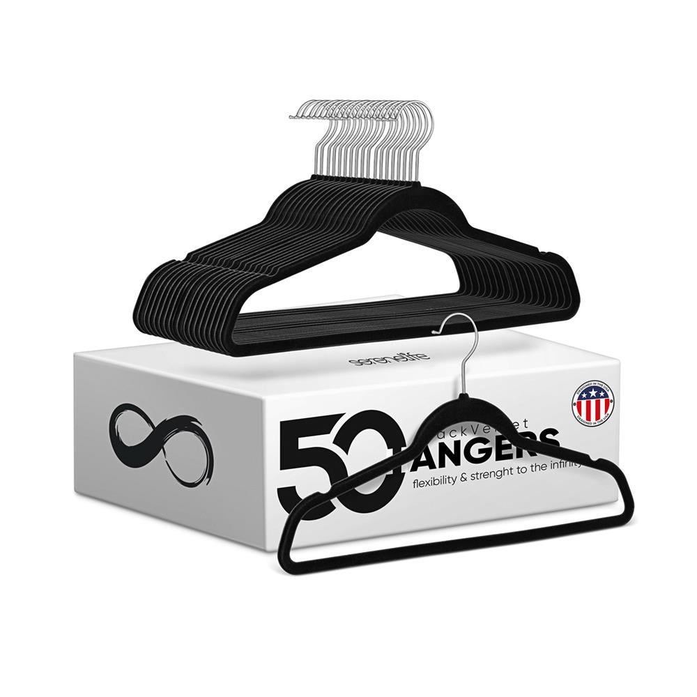 Velvet Non-Slip Hangers 50-Pack, Space-Saving, 360° Swivel Hook
