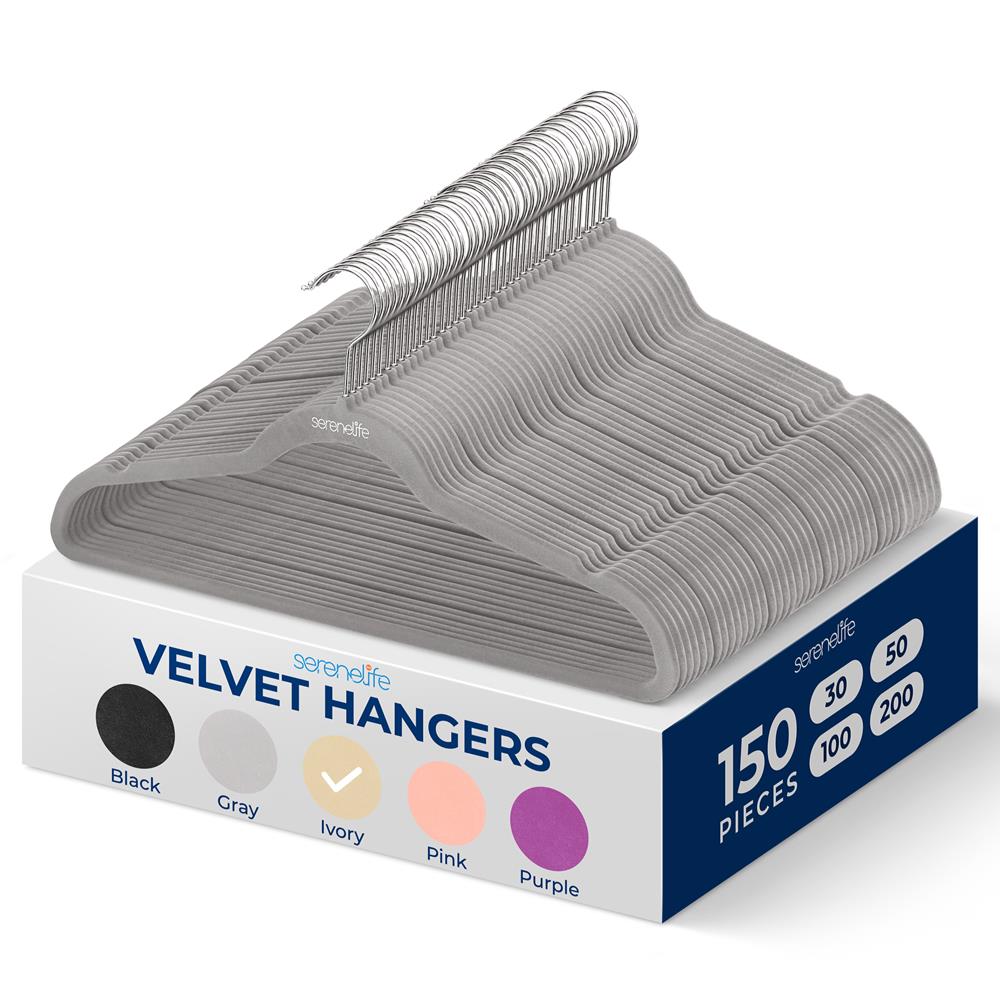 150 Velvet Hangers Non-Slip 360° Swivel Hook Space-Saving Gray