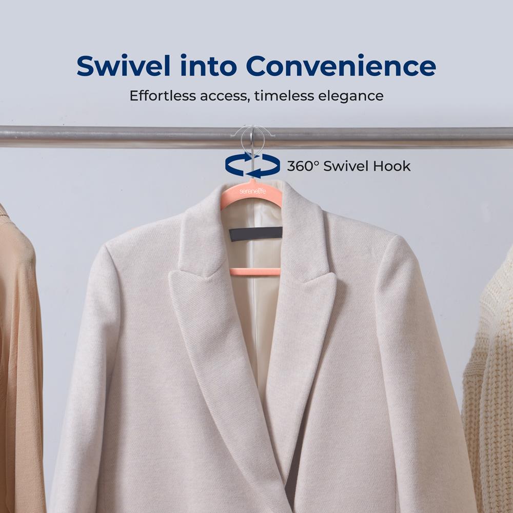 10-Pack Velvet Hangers Non-Slip Space-Saving 360° Swivel Hook Pink