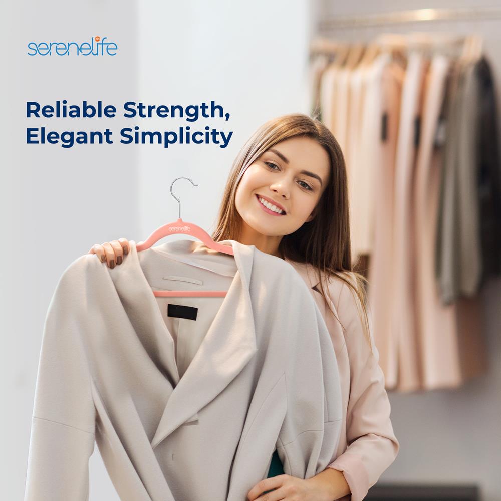 10-Pack Velvet Hangers Non-Slip Space-Saving 360° Swivel Hook Pink