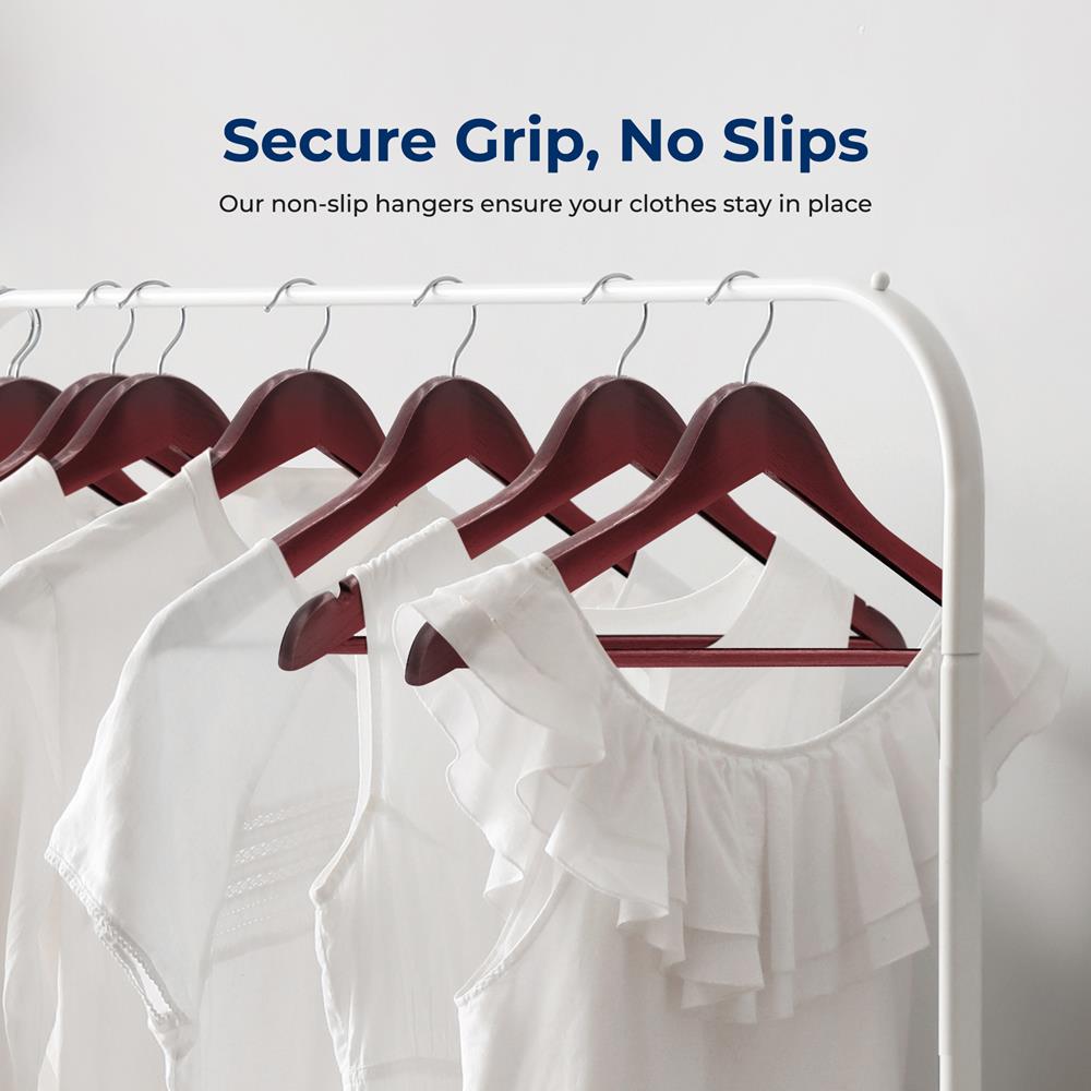 10-Pack Wooden Coat Hangers - Durable, Space-Saving, Cherry Finish