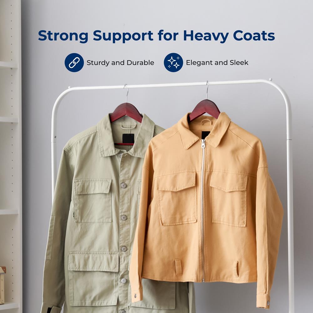 10-Pack Wooden Coat Hangers - Durable, Space-Saving, Cherry Finish