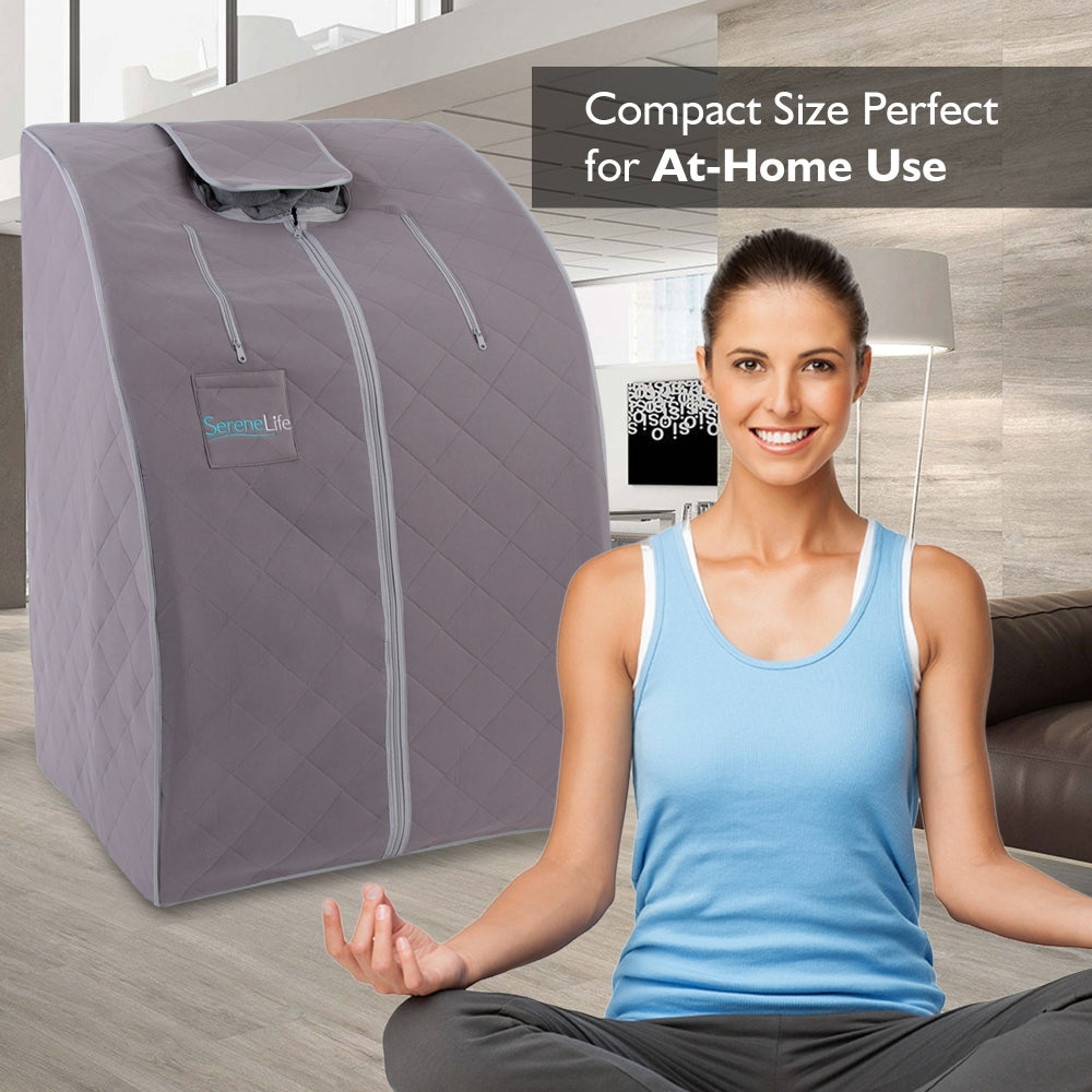 Portable Infrared Sauna for Home Detox, Heated Foot Pad, Gray