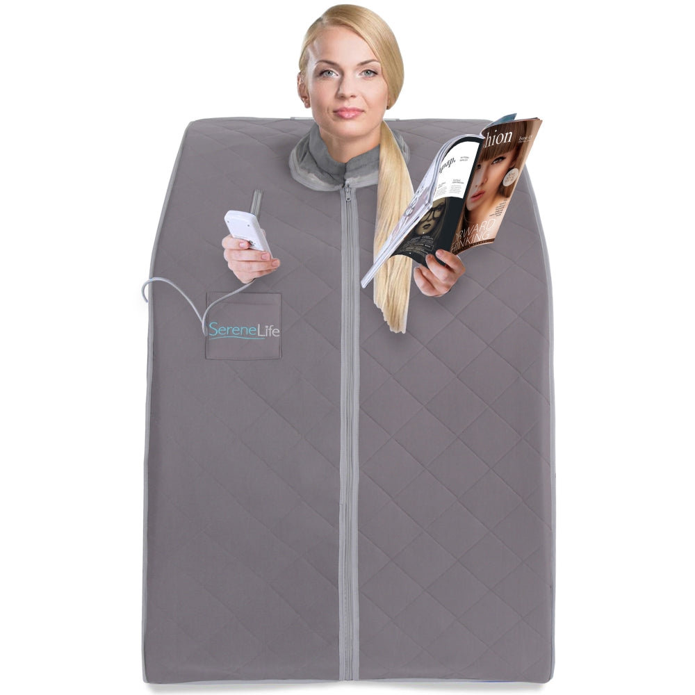 Portable Infrared Sauna for Home Detox, Heated Foot Pad, Gray