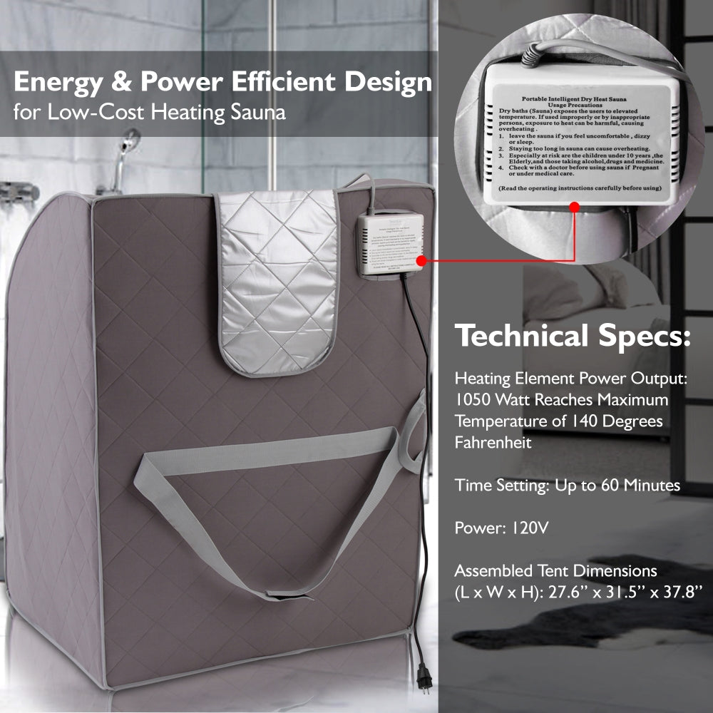 Portable Infrared Sauna for Home Detox, Heated Foot Pad, Gray