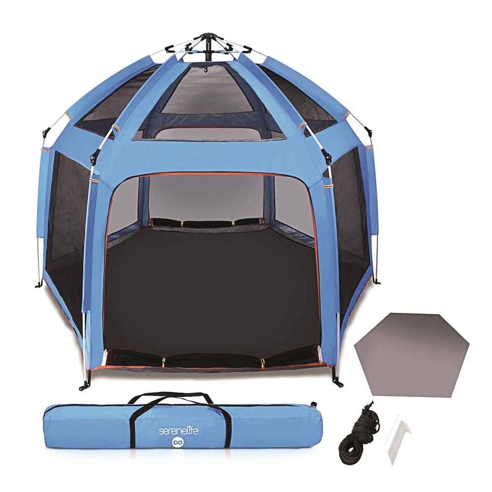 Portable And Foldable Playpen - Lightweight, Easily Collapsible, Play Yard Crib For Indoor & Outdoor Use, For Baby Or Toddler With 6 Panel Playpen Mattress (Blue)