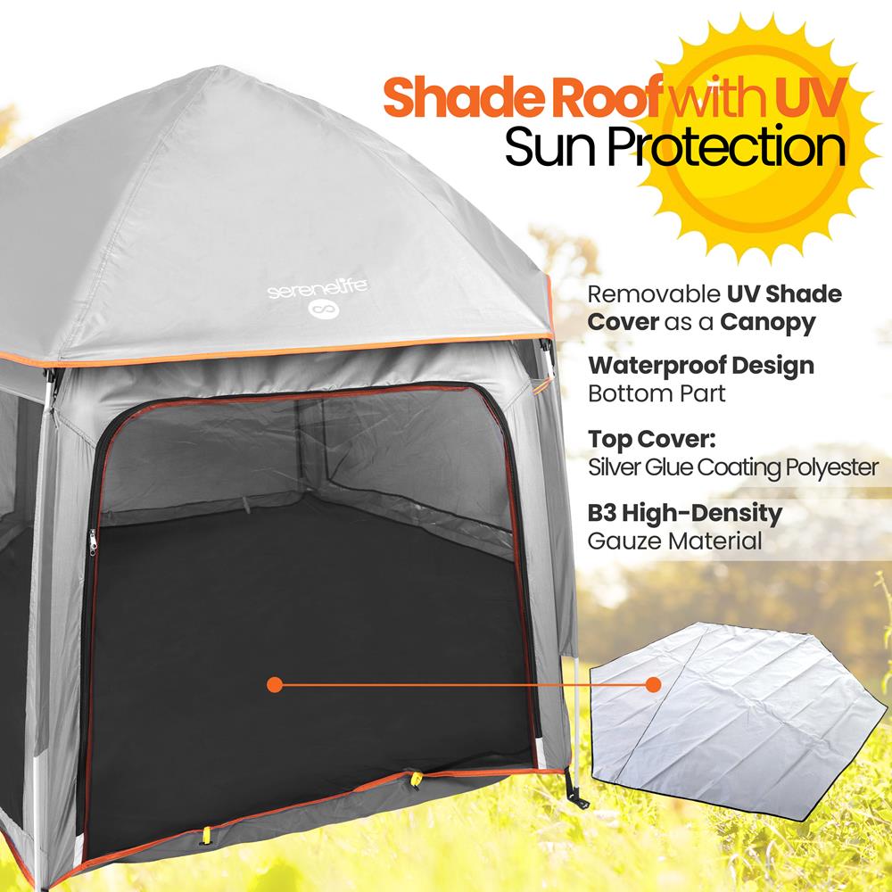 Portable Playpen with UV Shade, Easy Fold, Lightweight, Gray