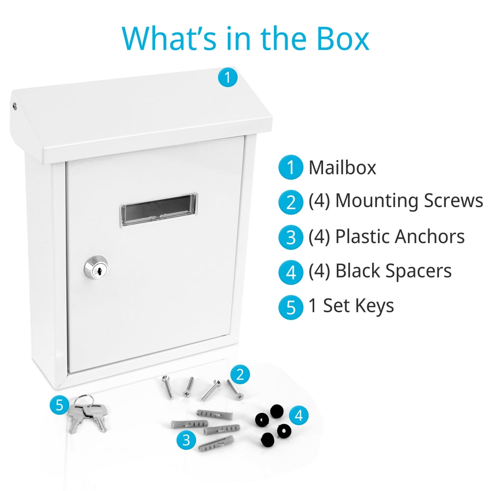 Weatherproof Wall Mount Mailbox, Secure Lock, Galvanized Steel