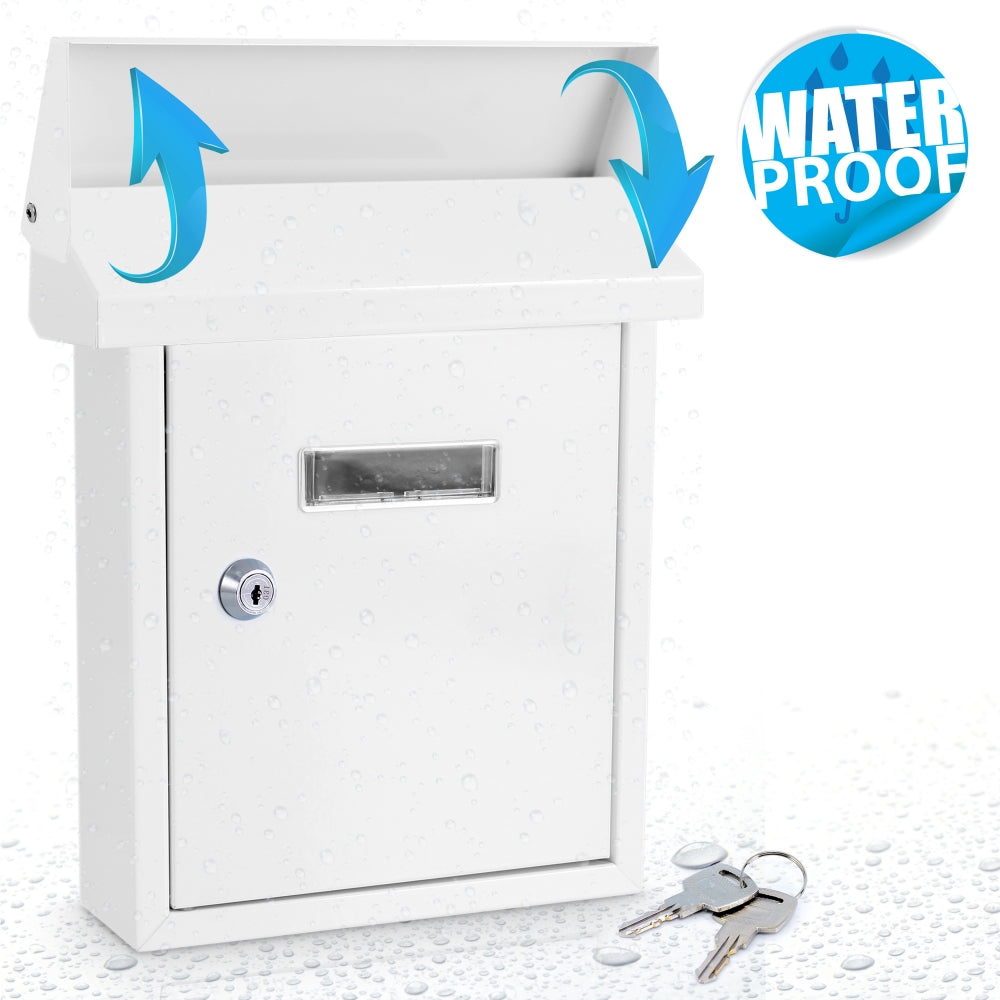 Weatherproof Wall Mount Mailbox, Secure Lock, Galvanized Steel
