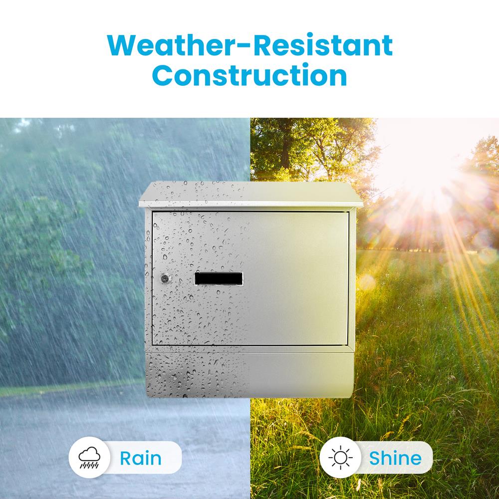 Wall Mount Locking Mailbox, Secure Key Lock Mechanism, Galvanized Steel, Weatherproof