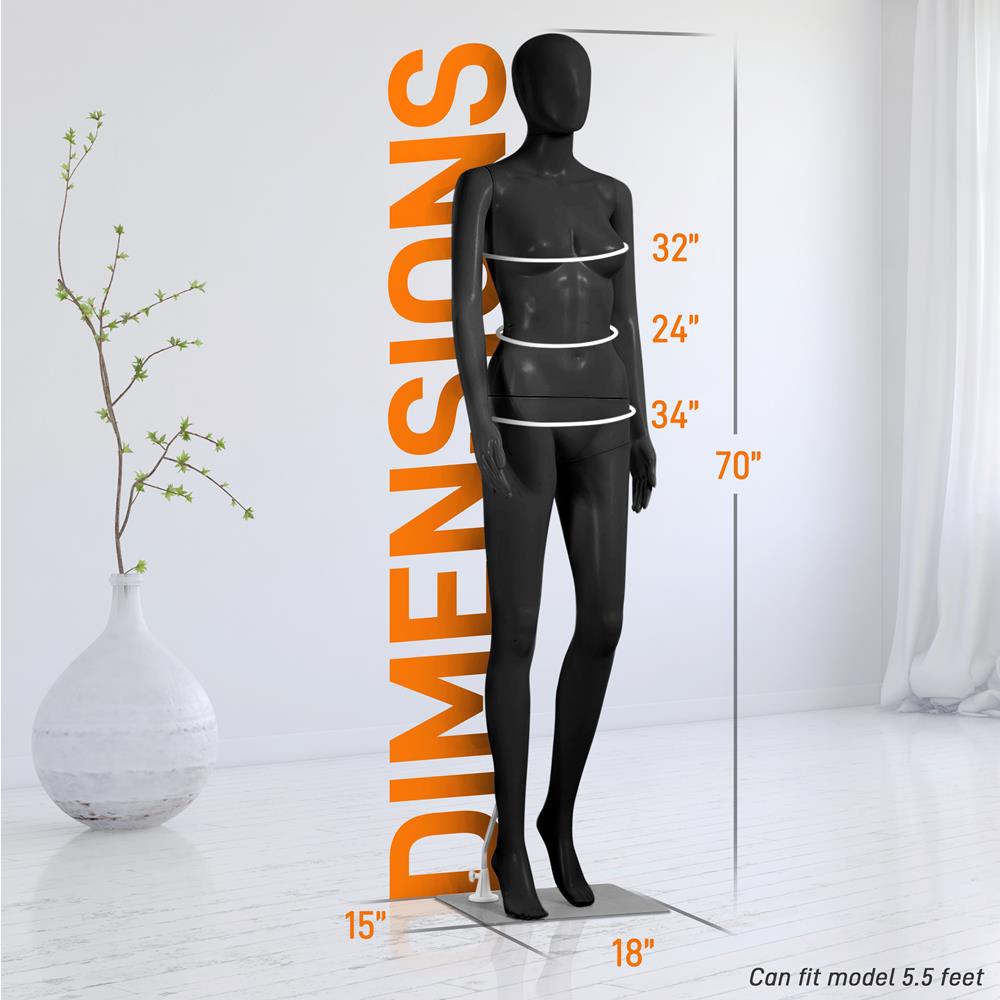 Female Mannequin Dress Form, Realistic Face, Flexible Limbs, 68.9"
