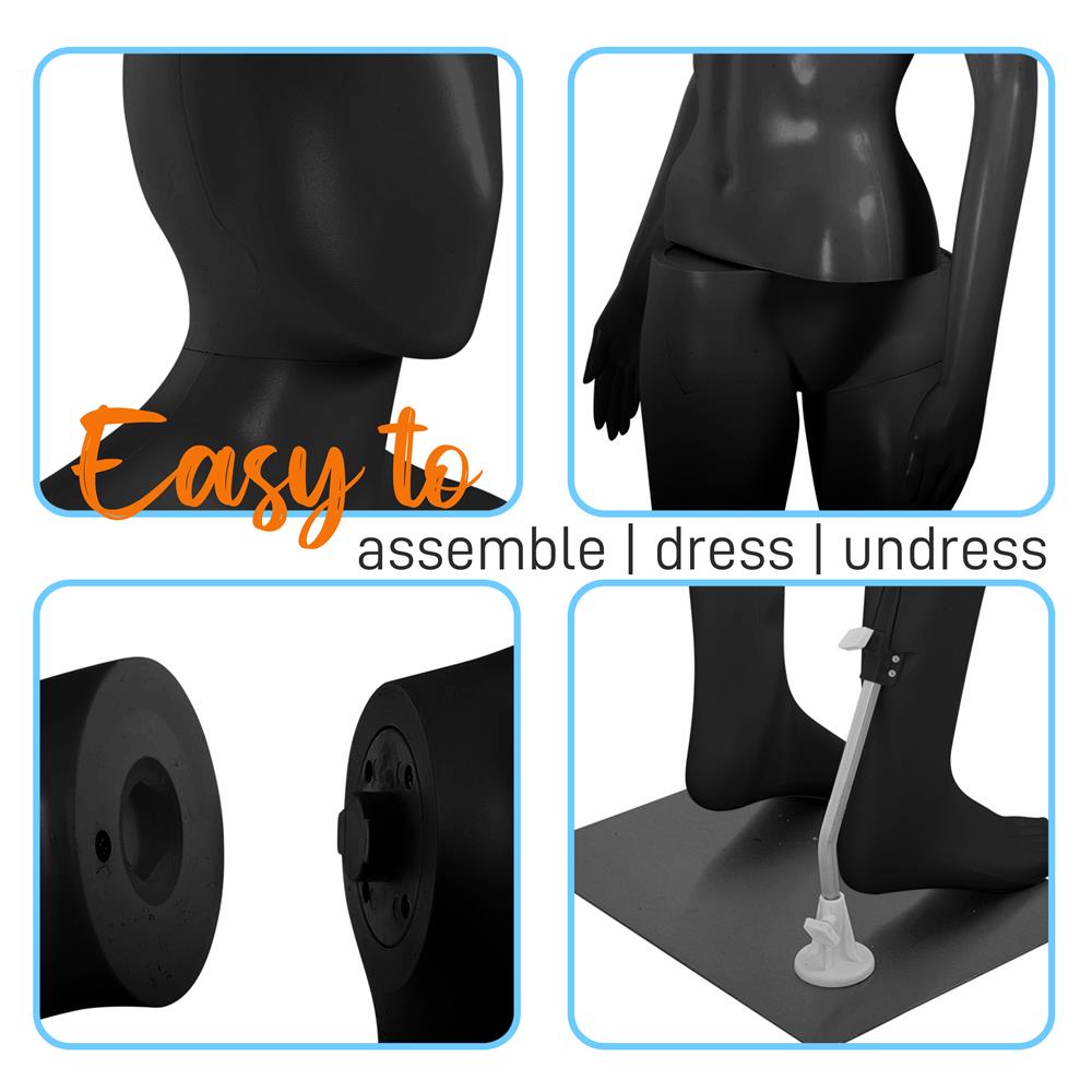 Female Mannequin Dress Form, Realistic Face, Flexible Limbs, 68.9"