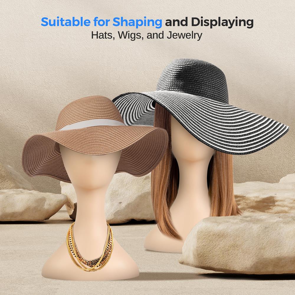 Mannequin Head for Wig Styling, Smooth Surface, Durable Plastic, Skin Tone