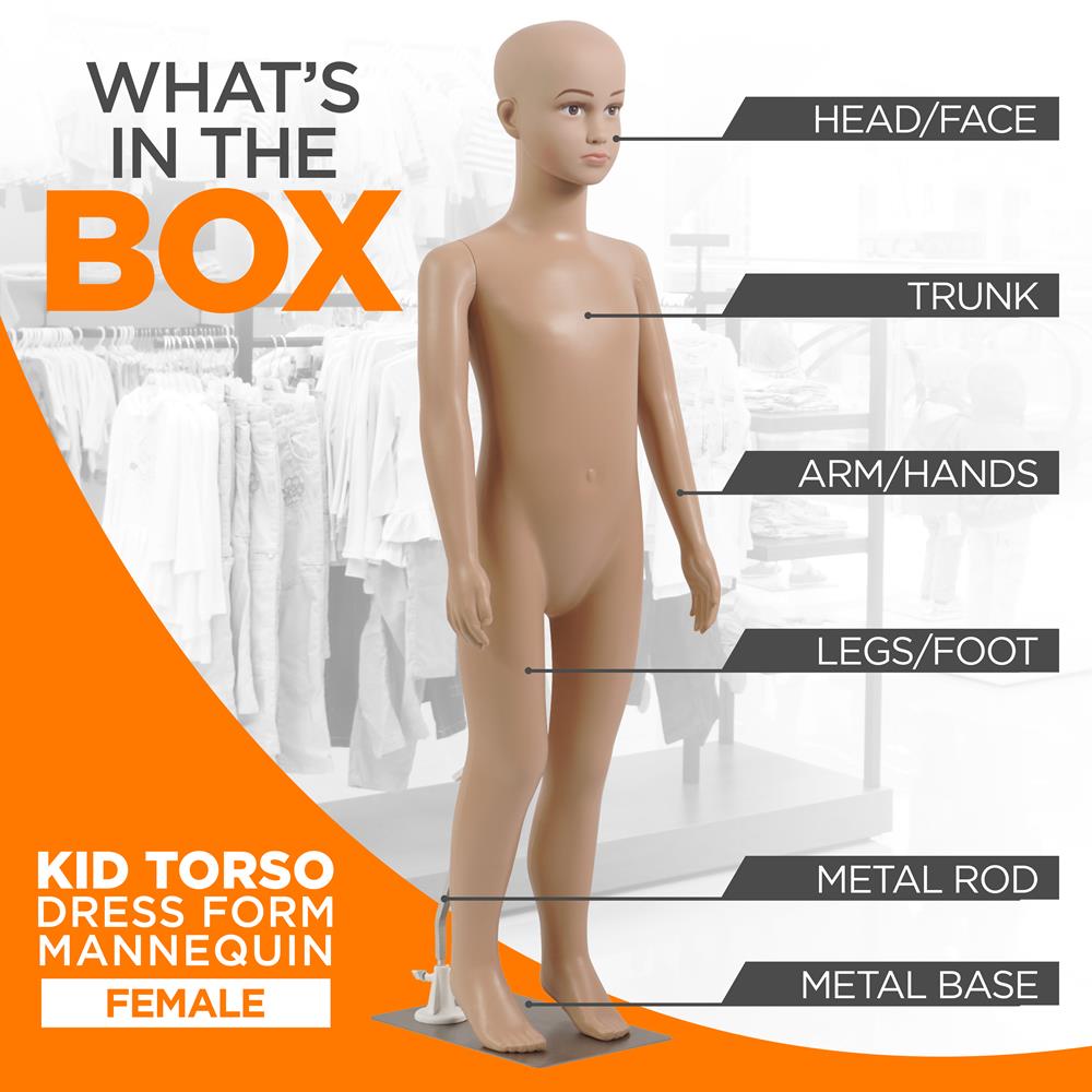 Kid Torso Dress Form Mannequin - Detachable Mannequin Full Body Stand (Female)