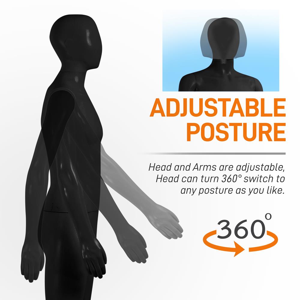Male Mannequin 73" Adjustable Head Flexible Limbs Detachable Design