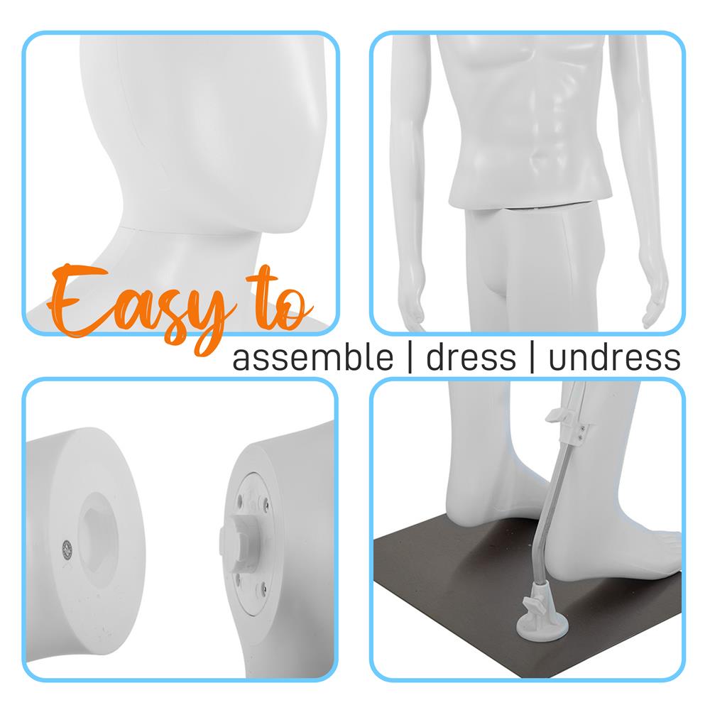 Male Mannequin Full Body Stand, Adjustable Limbs, Durable Metal Base