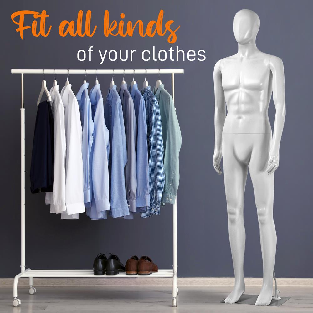 Male Mannequin Full Body Stand, Adjustable Limbs, Durable Metal Base