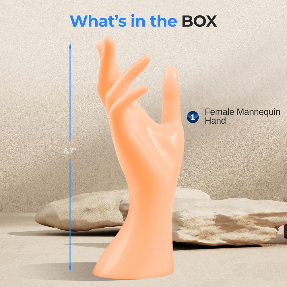 Jewelry Display Hand Stand, Elegant 3D Display, Sturdy PP, Skin Tone
