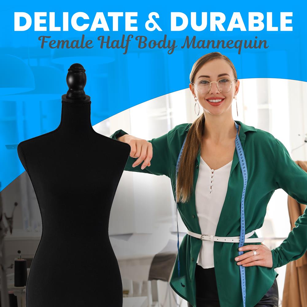 Female Mannequin Dress Form, Adjustable Stand, Foam Torso, Black