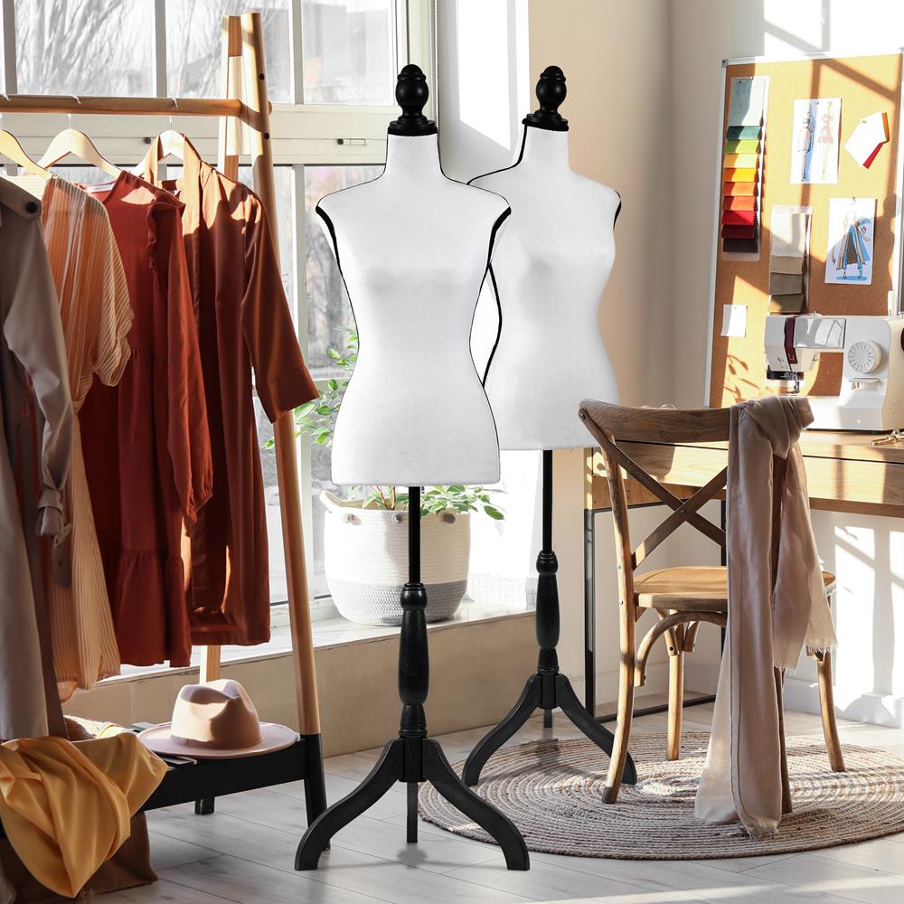 Female Dress Form Mannequin, Adjustable Height, Foam Torso, White
