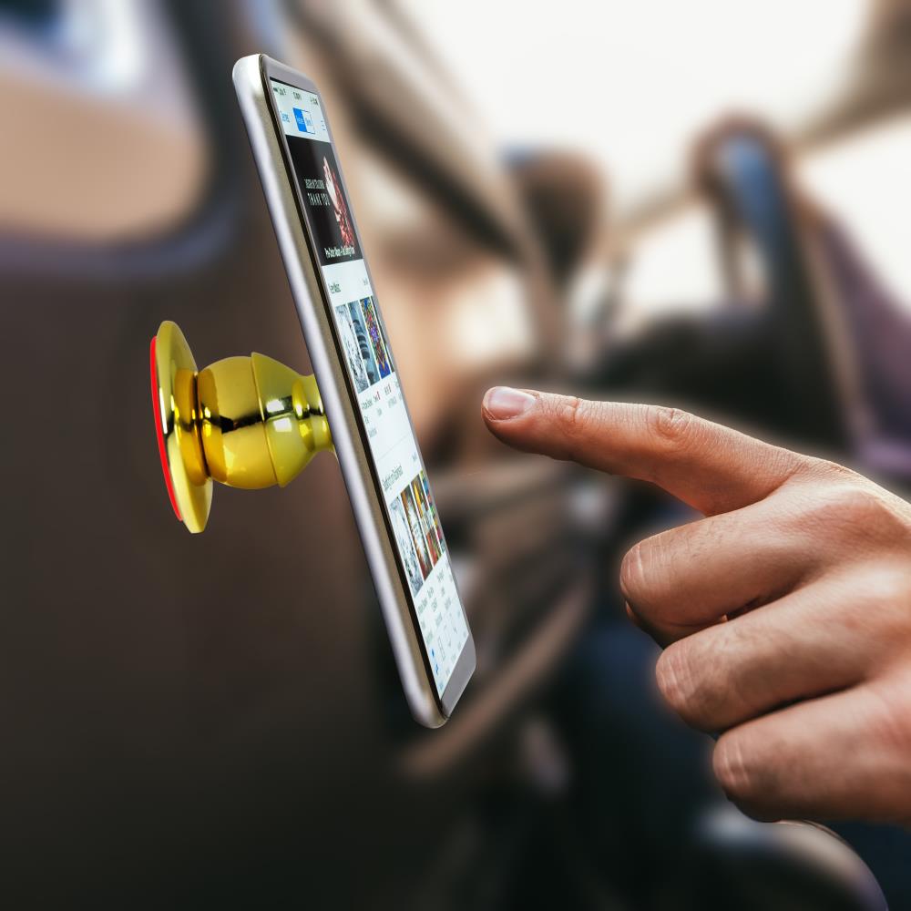 Magnetic Phone Holder Mount - Secure Grip - Gold