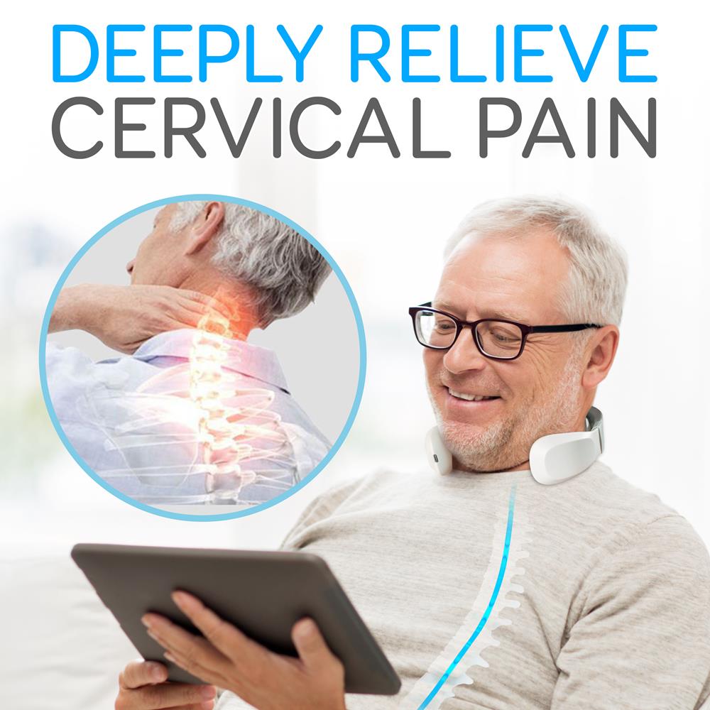 Smart Neck Massager with Heat Therapy, Rechargeable, White