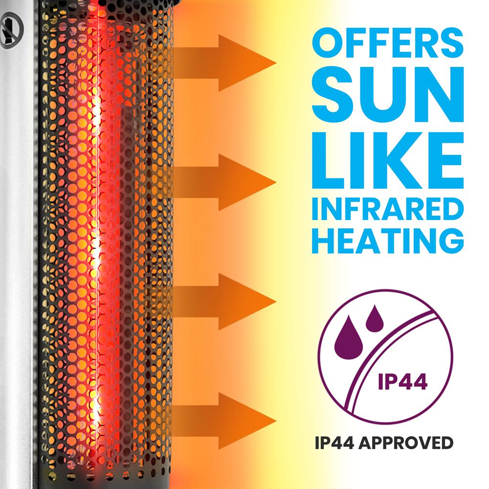 Infrared Patio Heater, Efficient Carbon Fiber, Aluminum Frame, Indoor/Outdoor
