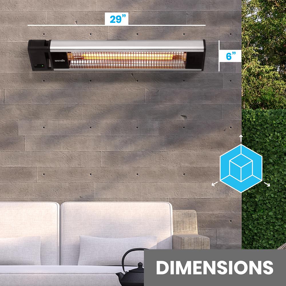 Infrared Patio Heater, Efficient 1500W, Aluminum, Remote Control