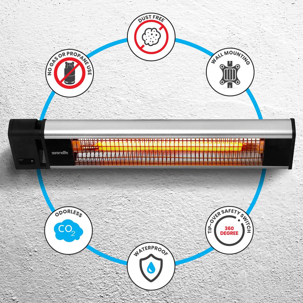 Infrared Patio Heater, Efficient 1500W, Aluminum, Remote Control