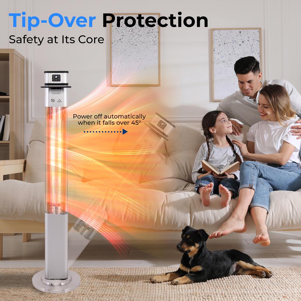 Infrared Patio Heater 1500W Remote Control Aluminum Alloy Indoor/Outdoor