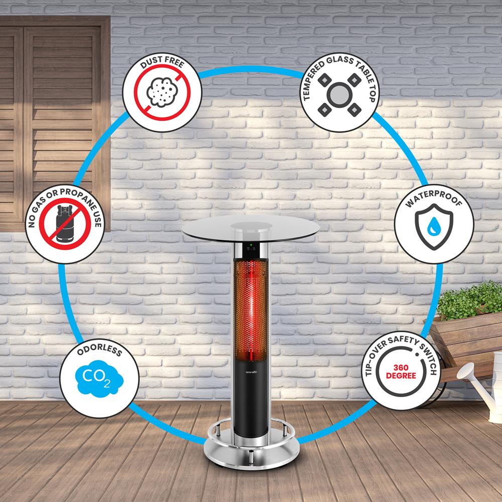 Infrared Patio Heater, Efficient Sun-like Heat, Carbon Fiber, Off Black