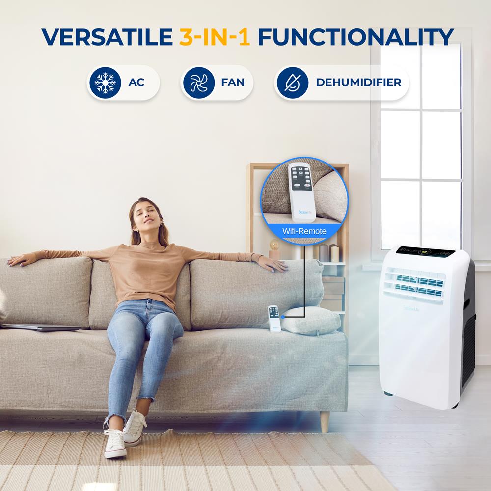 Portable Air Conditioner 10,000 BTU Efficient Cooling Dehumidifier White
