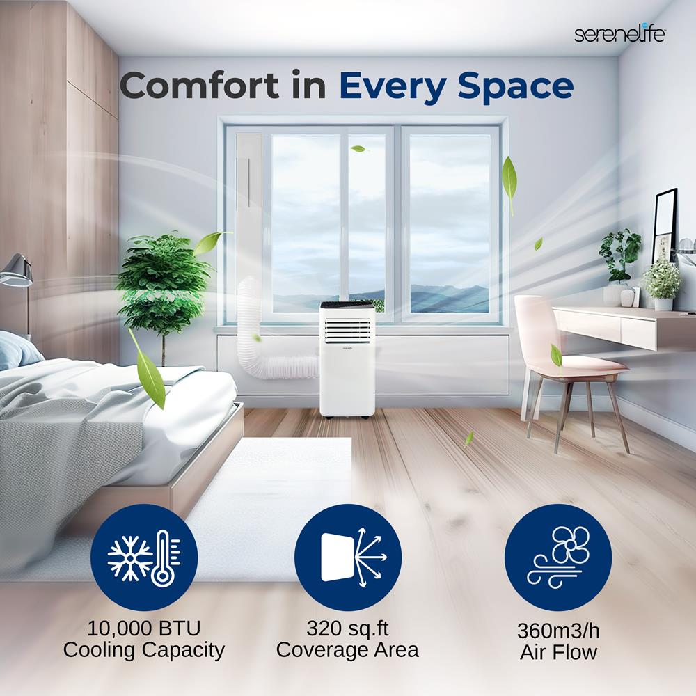 Portable Air Conditioner 10000 BTU Efficient Cooling Dehumidifier White