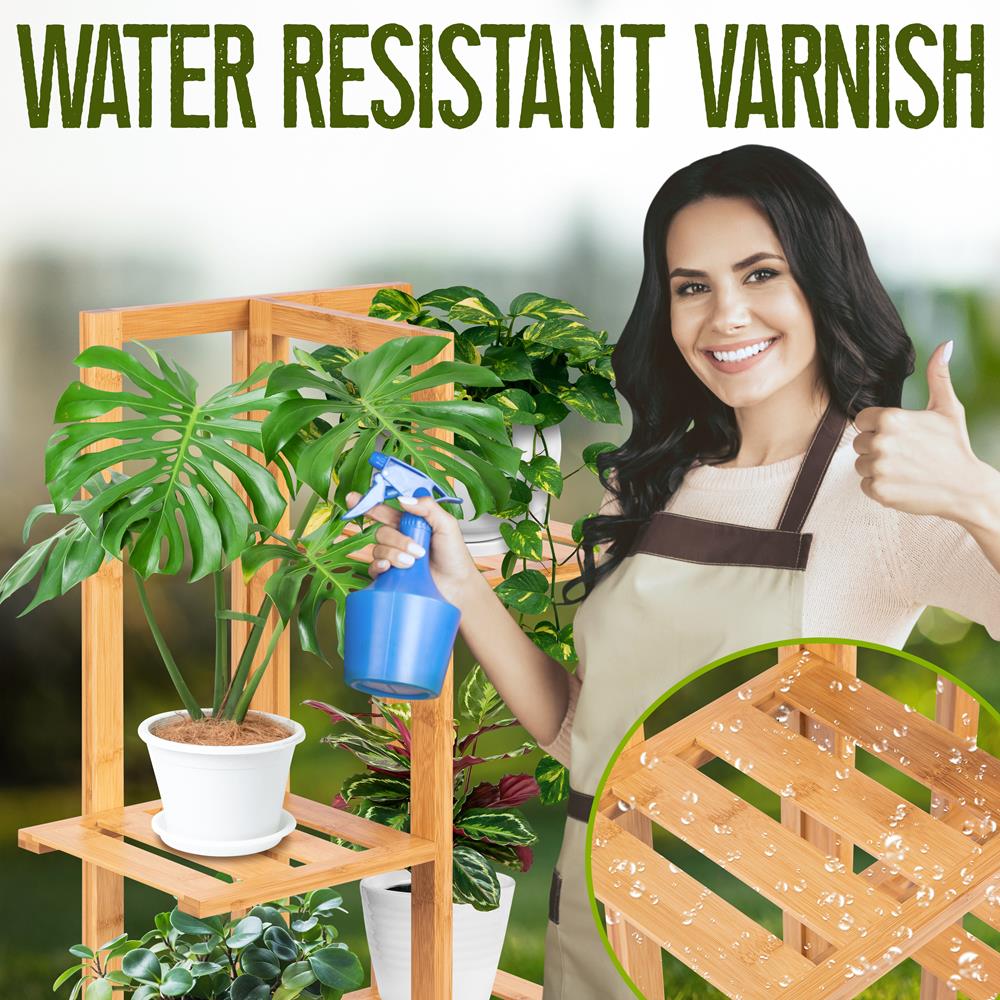 Bamboo Plant Stand 5 Tier Space-Saving Eco-Friendly Indoor/Outdoor