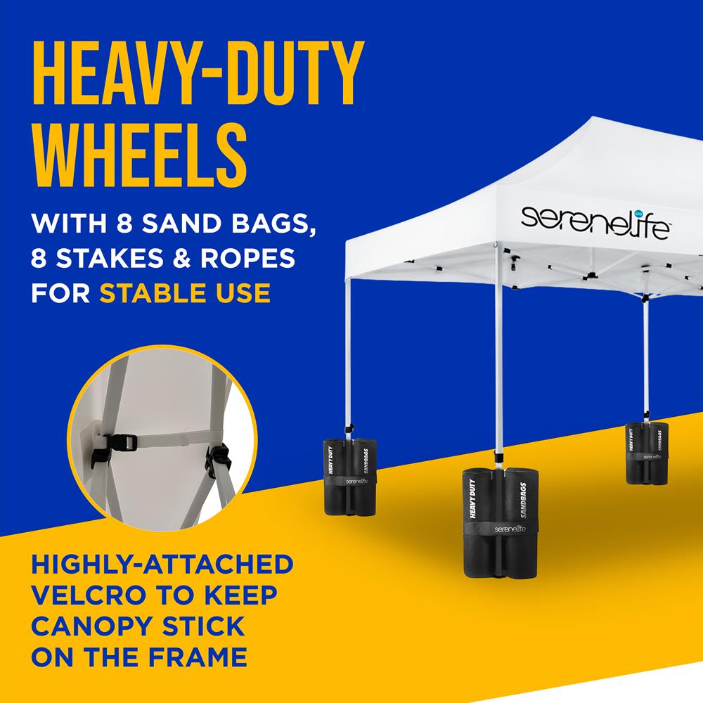 Instant Shelter Pop Up Tent Commercial - Waterproof Polyester Tent With Portable Wheeled Carry Bag And Sand Bag, 10 X 30 Ft. (White)