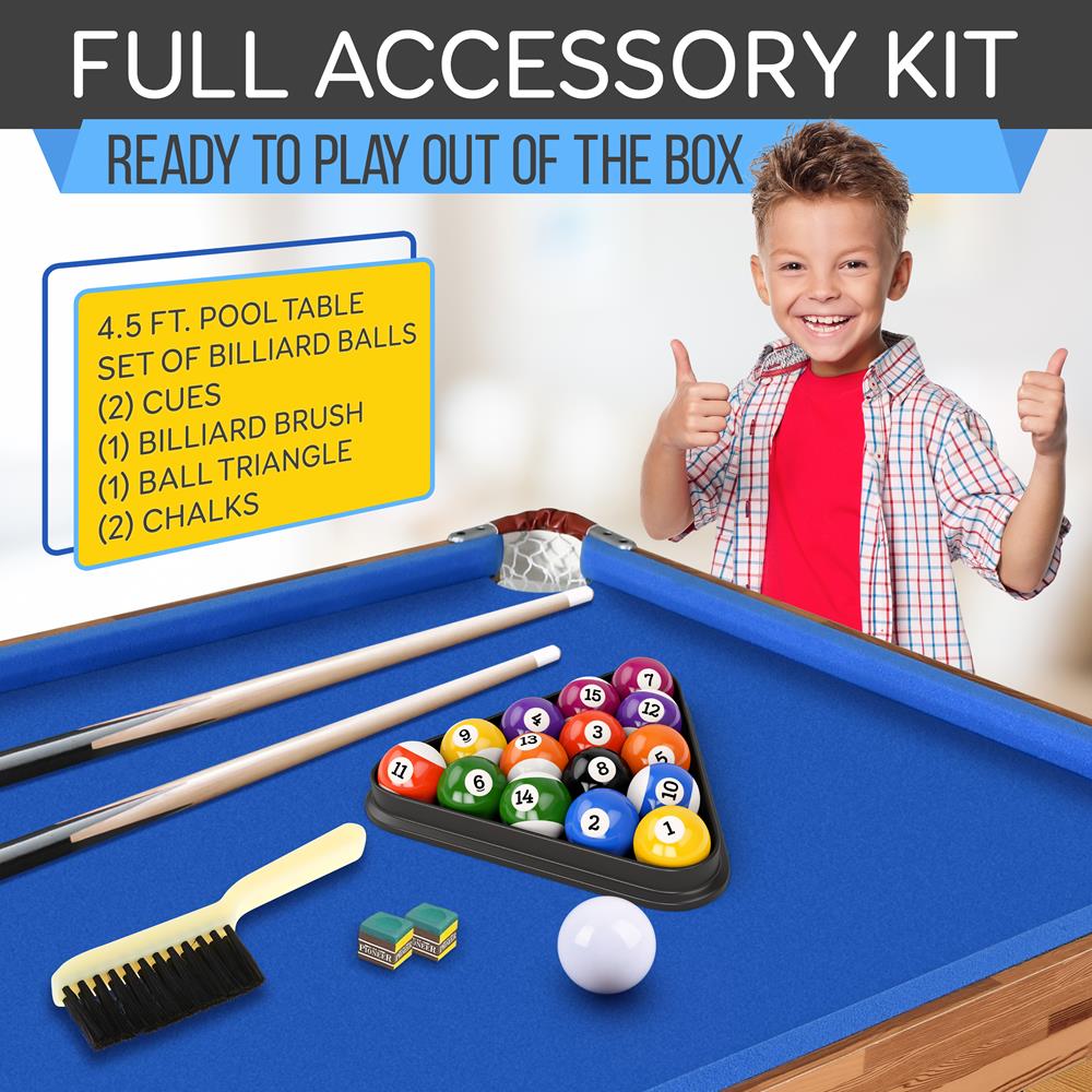 54'' Portable And Foldable Wooden Pool Table With Accessory Kit